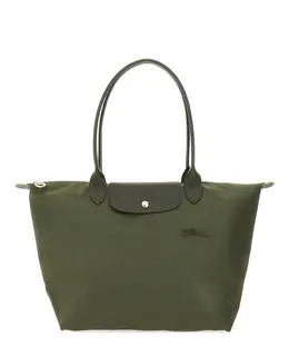 Longchamp: Зелёная сумка  Le Pliage