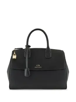 Armani Exchange: Чёрная сумка-шоппер 