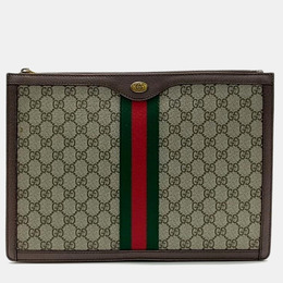 Gucci: Коричневый клатч 