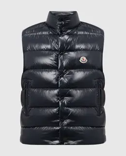 Moncler: Синий жилет  Tibb