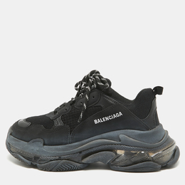 Balenciaga: Чёрные кроссовки  Triple S Clear Sole