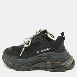 Balenciaga: Чёрные кроссовки  Triple S Clear Sole