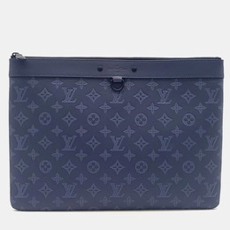 Louis Vuitton: Голубой клатч  Pochette