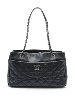 CHANEL Pre-Owned: Чёрная сумка-шоппер 