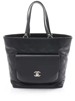 CHANEL Pre-Owned: Чёрная сумка-шоппер 