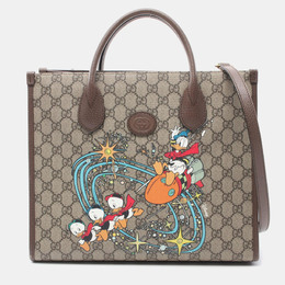 Gucci: Коричневая сумка-шоппер  Donald Duck