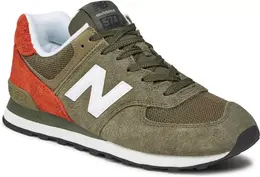 New Balance: Зелёные кроссовки  574