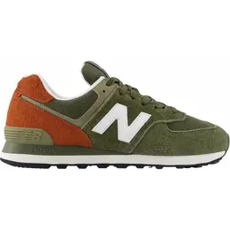 New Balance: Зелёные кроссовки  574
