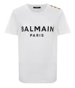 BALMAIN: Белая футболка 