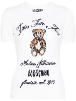 Moschino: Белый свитер  Teddy Bear