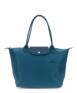 Longchamp: Голубая сумка-шоппер  Le Pliage