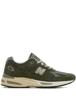 New Balance: Зелёные кроссовки  991