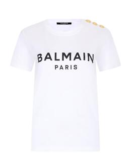 BALMAIN: Белая футболка 