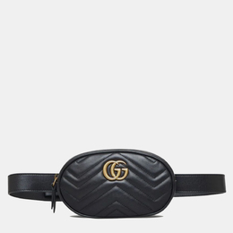 Gucci: Чёрная сумка  GG Marmont