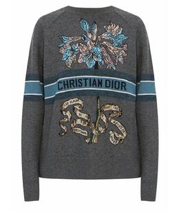 CHRISTIAN DIOR: Серый свитер 