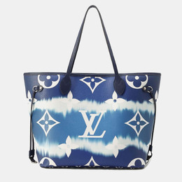 Louis Vuitton: Голубая сумка-шоппер  Neverfull