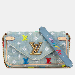 Louis Vuitton: Голубая сумка  Pochette