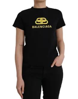 Balenciaga: Чёрная футболка  Crew