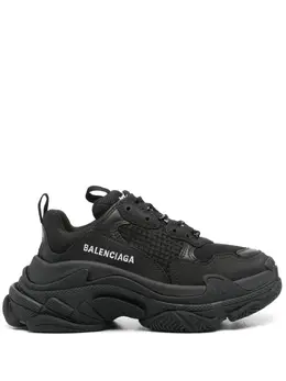 Balenciaga: Чёрные кроссовки  Triple S