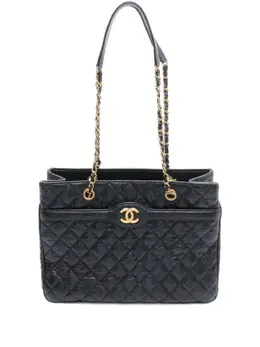 CHANEL Pre-Owned: Чёрная сумка-шоппер 