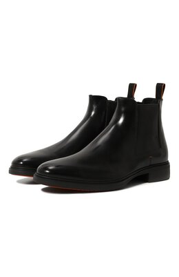 Santoni: Чёрные ботинки 