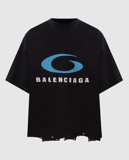 Balenciaga: Чёрная футболка 