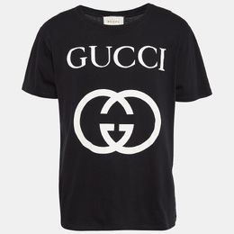 Gucci: Чёрная футболка  GG