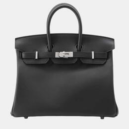 Hermes: Чёрная сумка-шоппер  Birkin 25