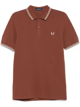 Fred Perry: Коричневое поло  Twin Tipped