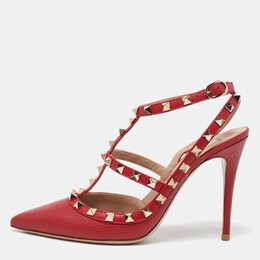 Valentino: Красные сандалии  Rockstud