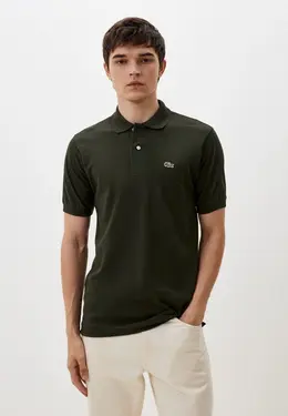 Lacoste: Поло цвета хаки 