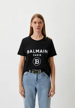 Balmain: Чёрная футболка 