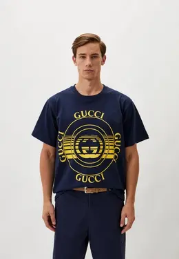 Gucci: Синяя футболка 