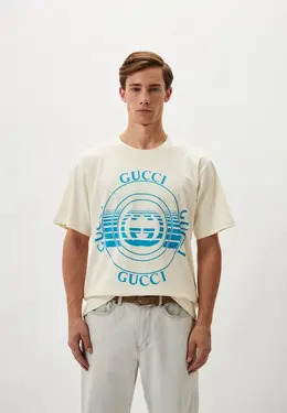 Gucci: Бежевая футболка 