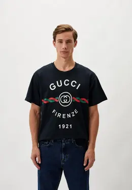 Gucci: Синяя футболка 