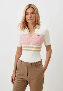 Lacoste: Бежевое поло 