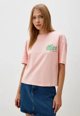 Lacoste: Розовая футболка 