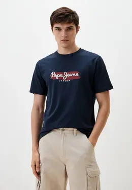 Pepe Jeans: Синяя футболка 