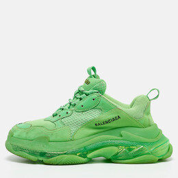 Balenciaga: Зелёные кроссовки  Triple S Clear Sole