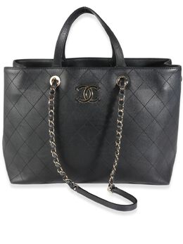 CHANEL Pre-Owned: Чёрная сумка-шоппер 