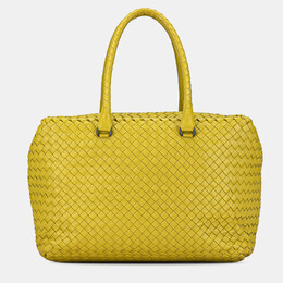 Bottega Veneta: Жёлтая сумка-шоппер  Intrecciato