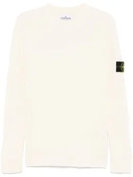 Stone Island: Белый свитер  Compass