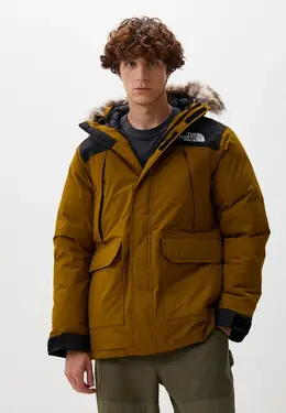 The North Face: Пуховик цвета хаки 