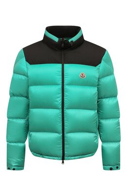 Moncler: Зелёный пуховик 