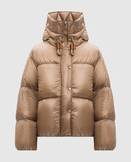 Moncler: Коричневый пуховик 