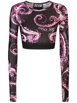 Versace Jeans Couture: Чёрный топ 