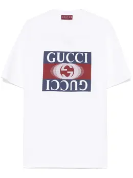 Gucci: Белая футболка  Interlocking G