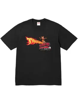 Supreme: Чёрная футболка  Thrasher