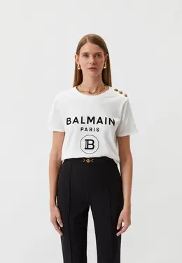 Balmain: Белая футболка 