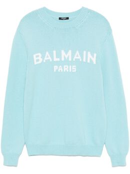 Balmain: Голубой свитер 